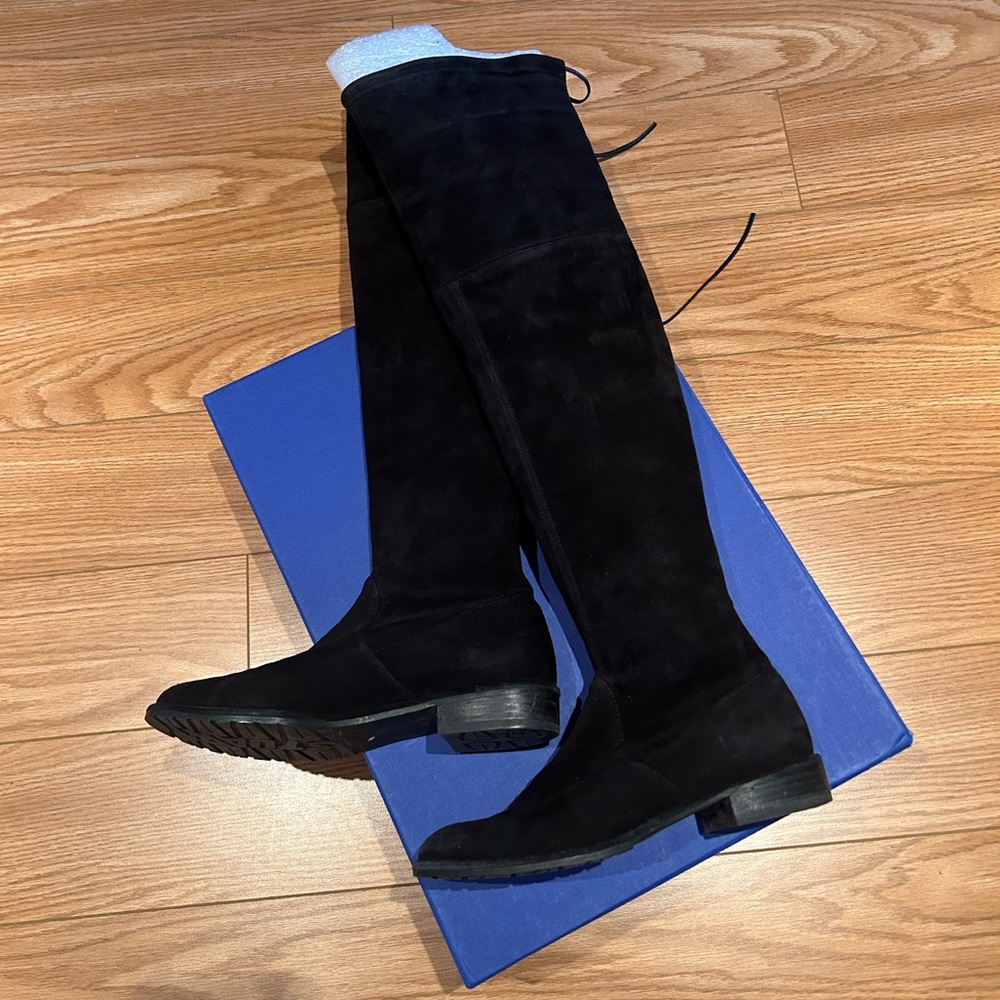 US 5 Stuart Weitzman Black Over-the-Knee Suede Boots